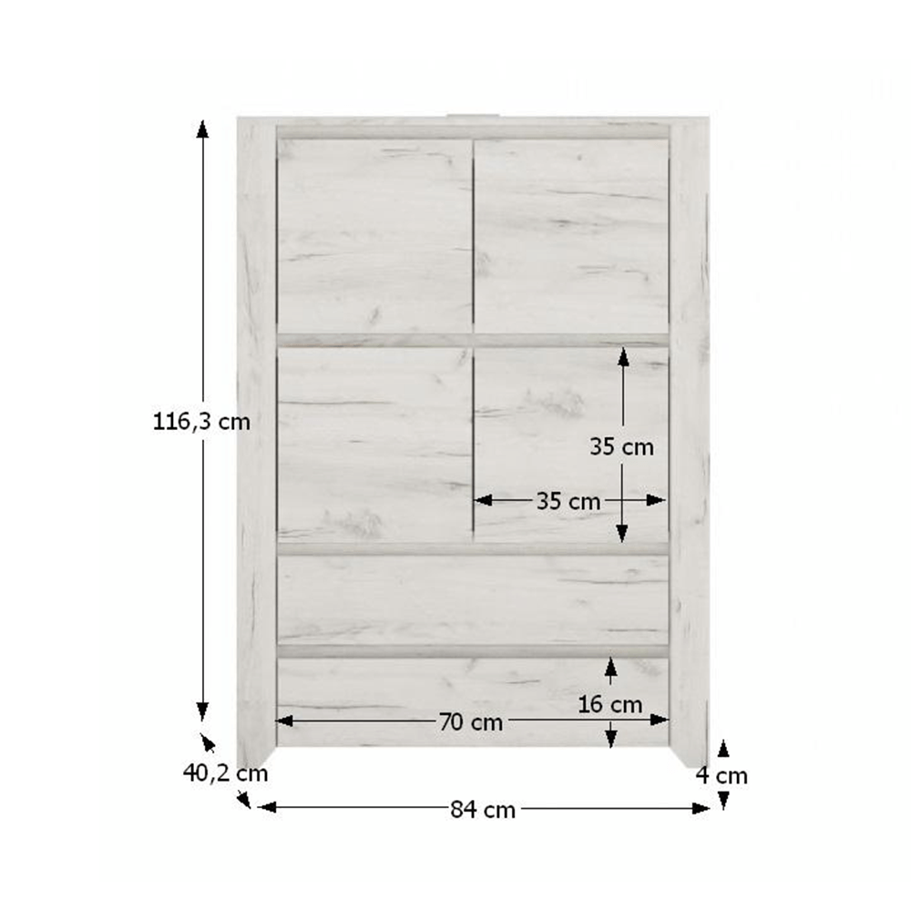Komoda typ 33, bílá craft, ANGEL