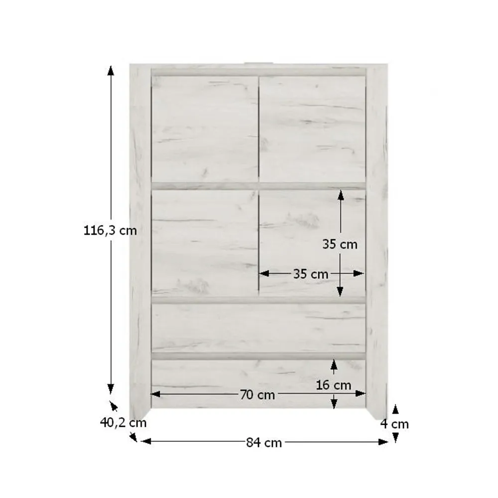 Komoda typ 33, bílá craft, ANGEL