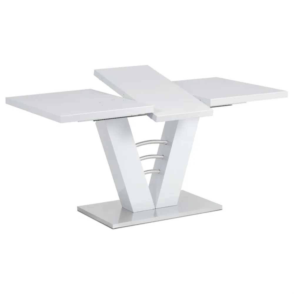 HT-510 WT - Jídelní stůl rozkládací 120-160x80 cm, mdf, bílá, HT-510 WT