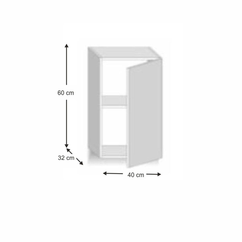 Skříňka horní G 40, vysoký bílý lesk/dub sonoma, pravá, LINE