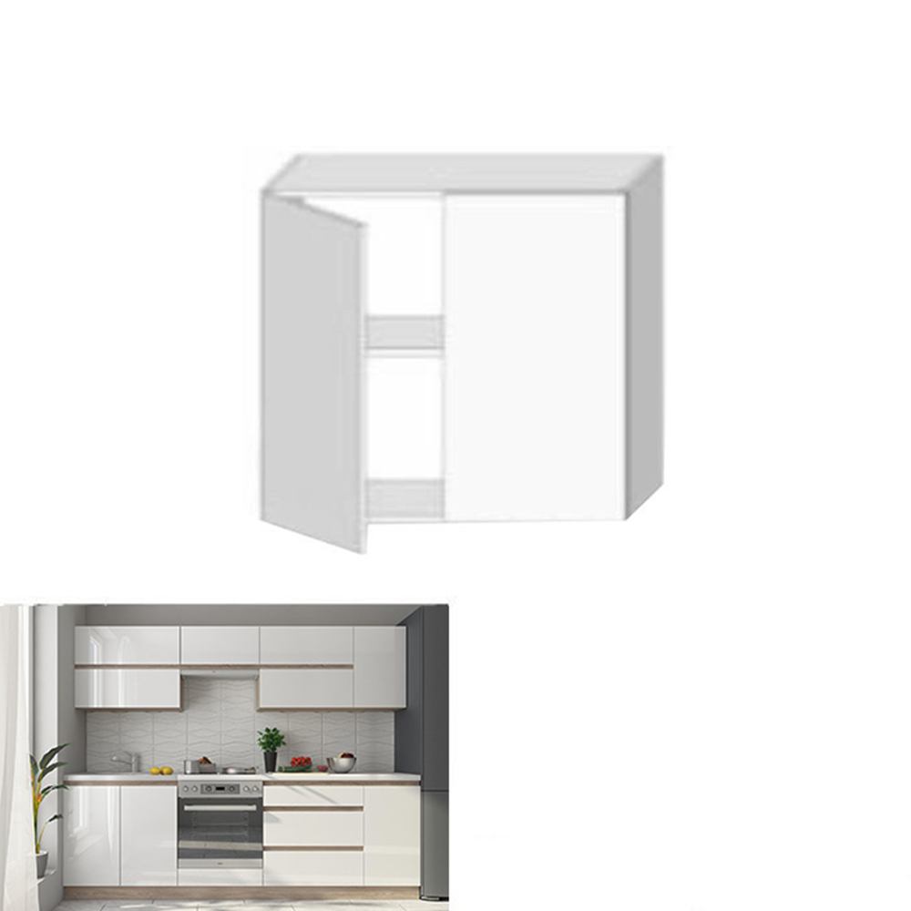 Horní skříňka G 80, vysoký bílý lesk/dub sonoma, LINE