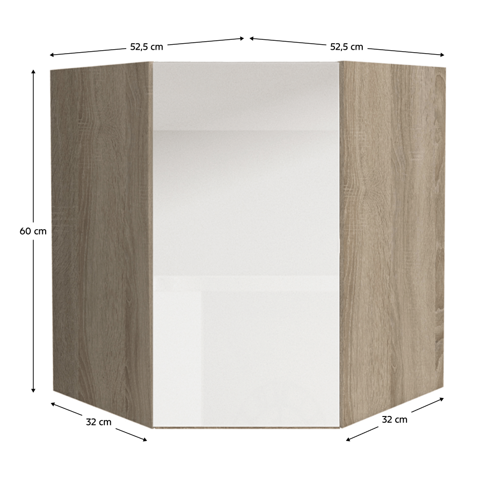 Skříňka horní GR, vysoký bílý lesk/dub sonoma, LINE