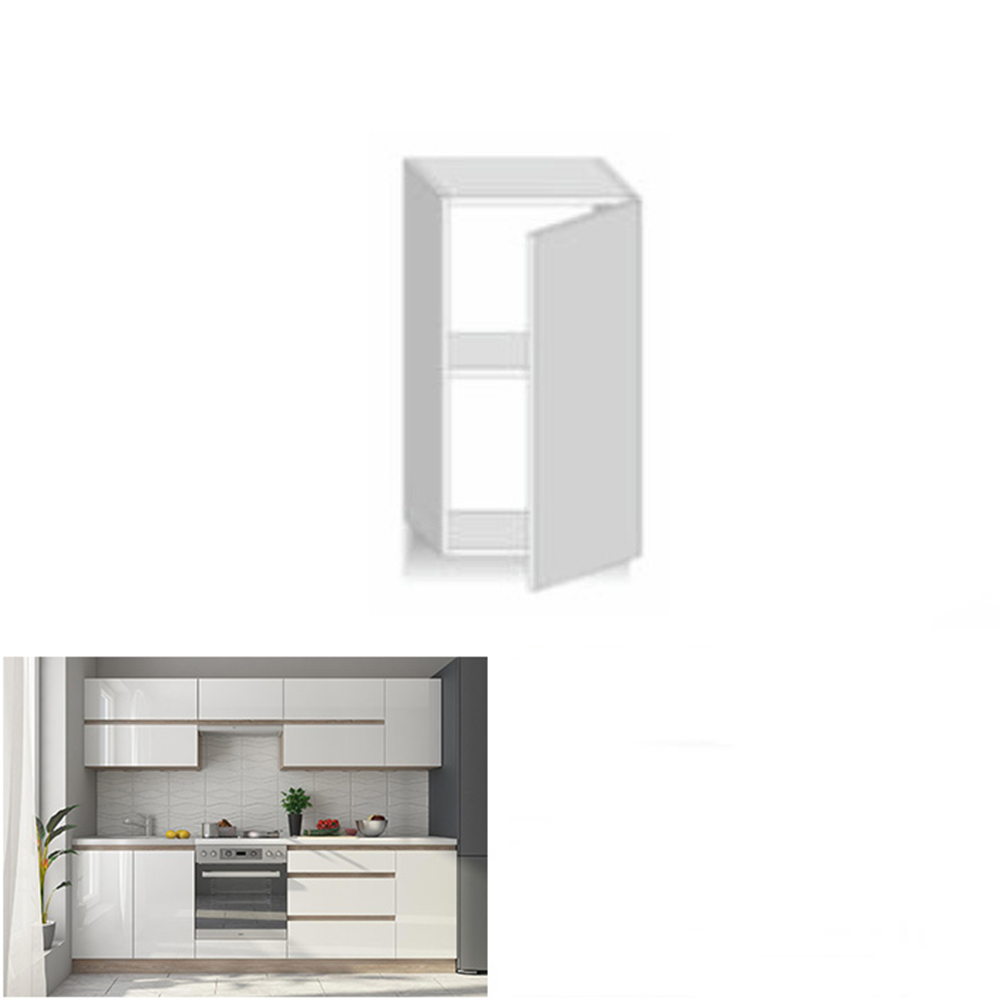 Skříňka horní G 30, vysoký bílý lesk/dub sonoma, pravá, LINE