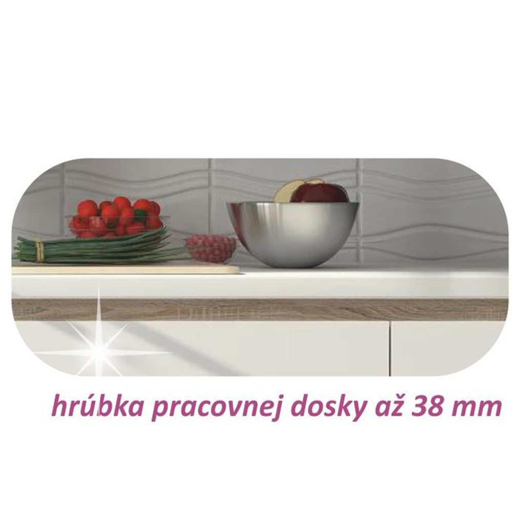 Dolní skříňka D 80, vysoký bílý lesk/dub sonoma, LINE