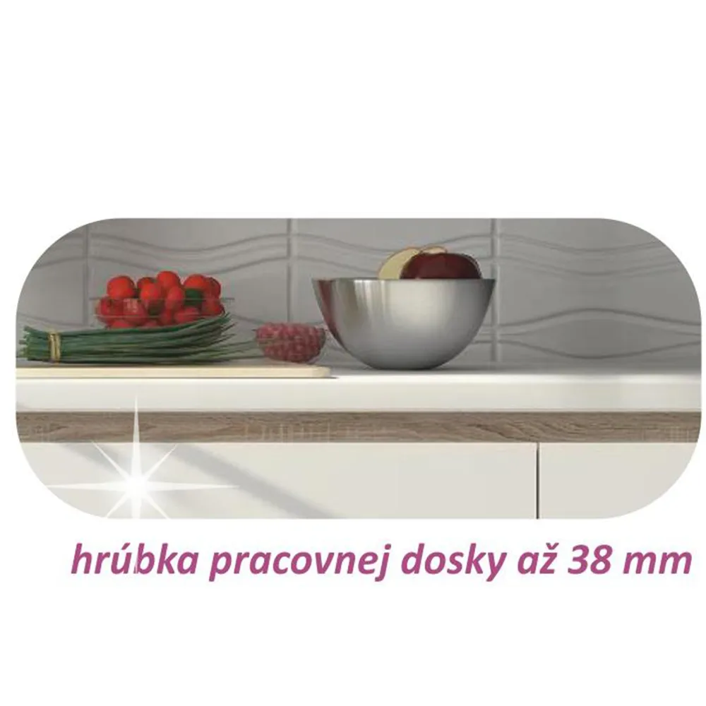 Dolní skříňka D 80, vysoký bílý lesk/dub sonoma, LINE