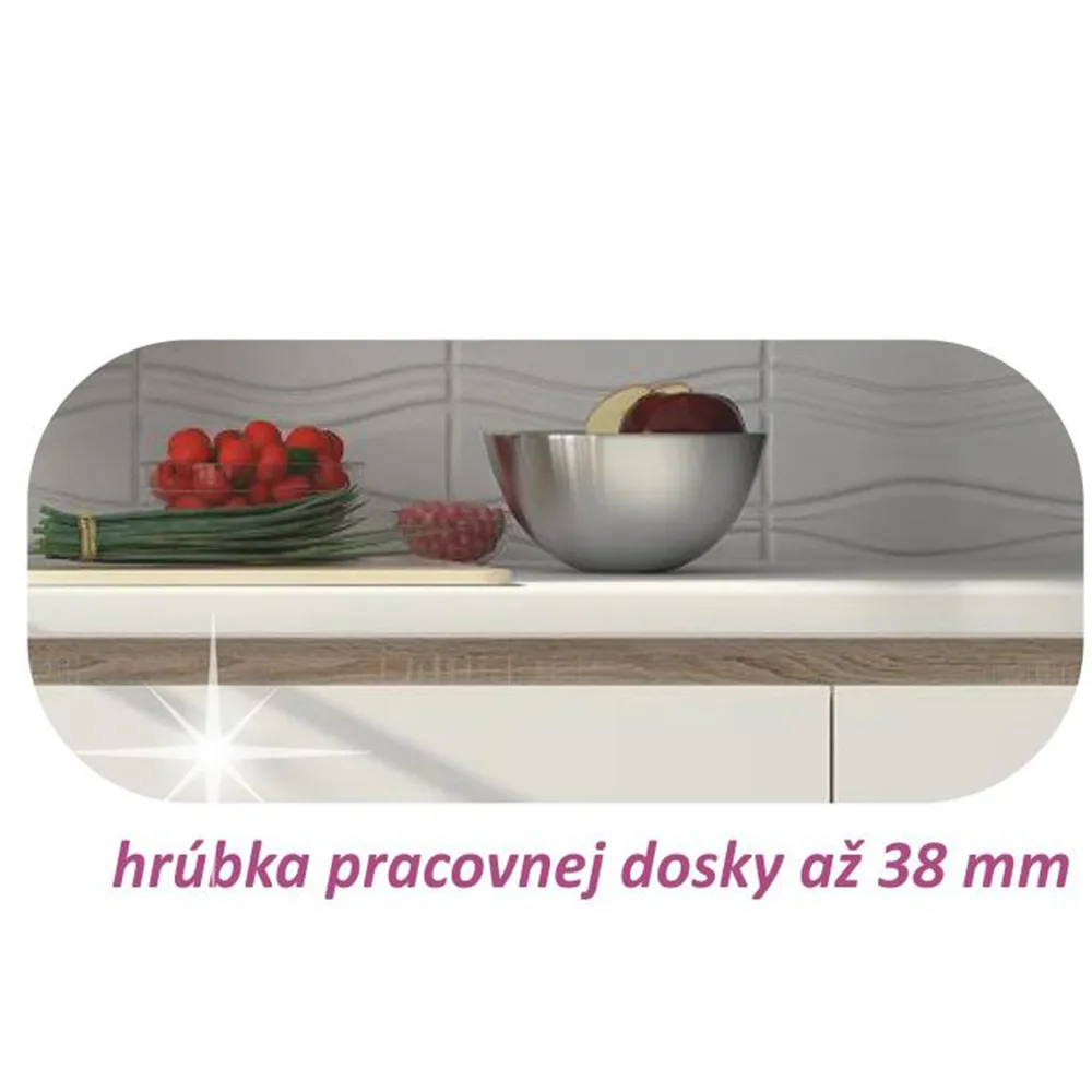Dolní skříňka D 60, vysoký bílý lesk/dub sonoma, LINE
