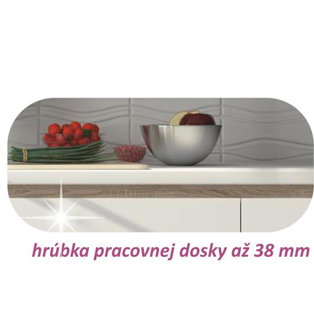 Dolní skříňka D 40, vysoký bílý lesk/dub sonoma, pravá, LINE