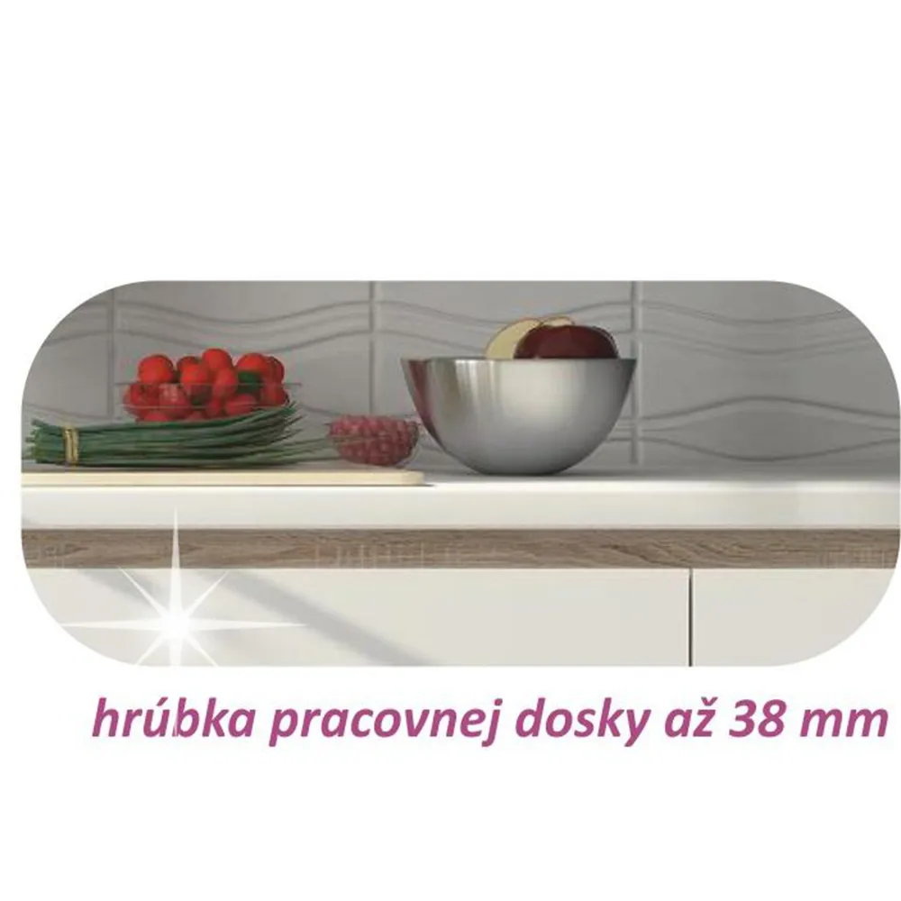 Dolní skříňka D 40, vysoký bílý lesk/dub sonoma, pravá, LINE