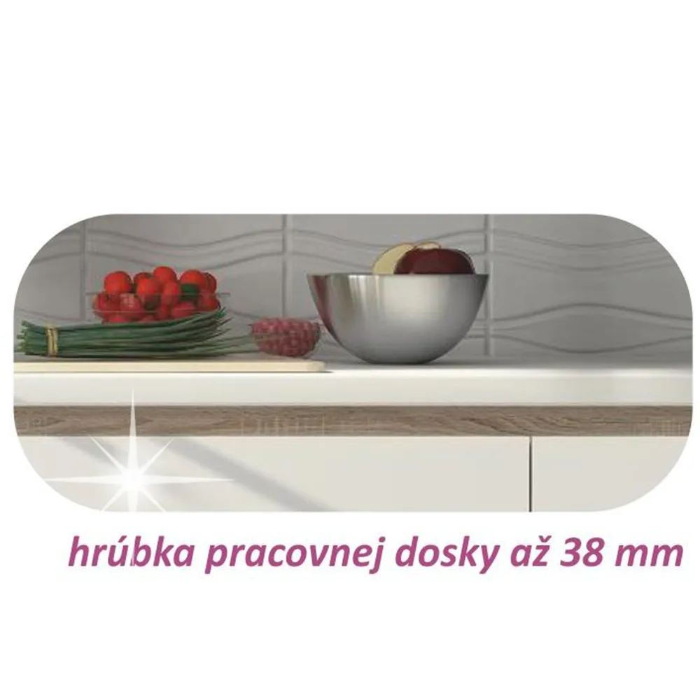 Dolní skříňka DR L, vysoký bílý lesk/dub sonoma, LINE
