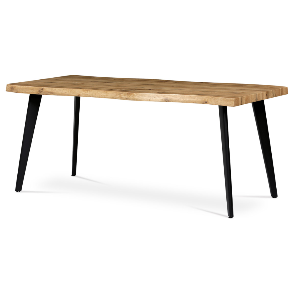 HT-880 OAK - Jídelní stůl, 180x90x75 cm, MDF deska, 3D dekor divoký dub, kov, černý lak
