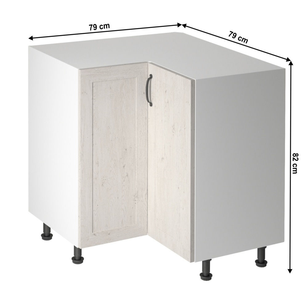 Spodní rohová skříňka, bílá/sosna skandinávská, pravá, ROYAL D90N