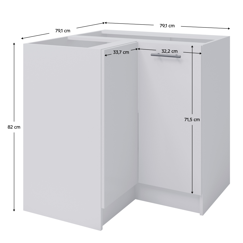 Dolní rohová skříňka, bílá, FABIANA S - 90N