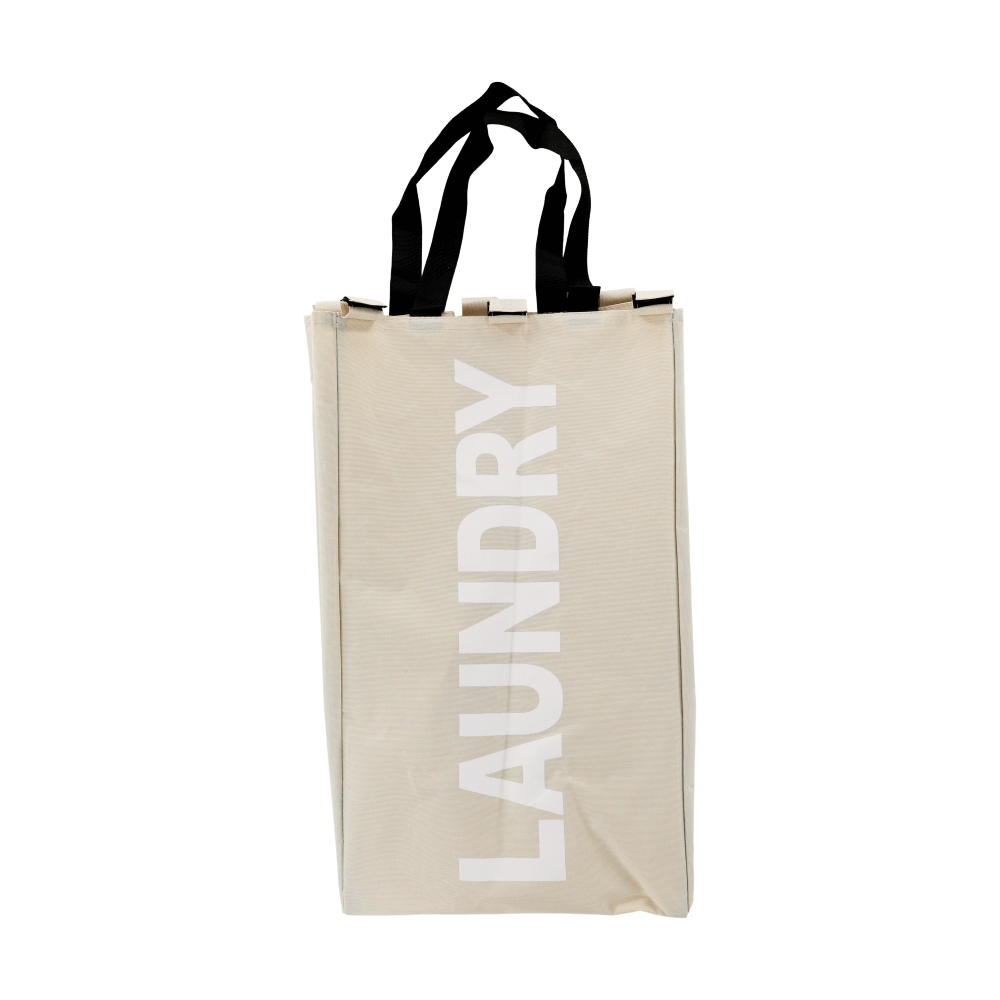 Látkový koš na prádlo, šedobéžová, LAUNDRY TYP 1