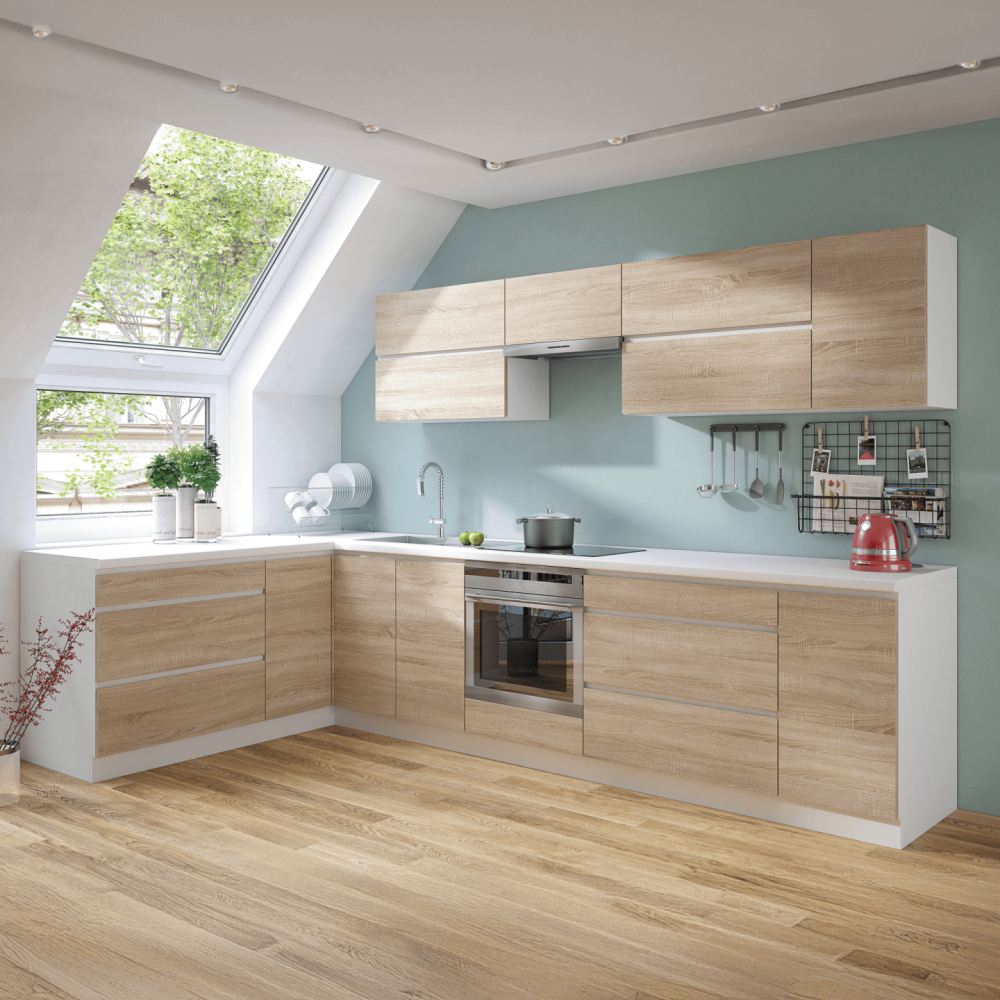 Potravinová skříňka D 60, dub sonoma/bílá, pravá, LINE