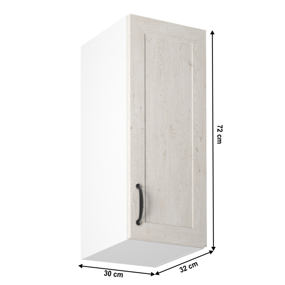 Horní skříňka, bílá / sosna skandinávská, pravá, ROYAL G30