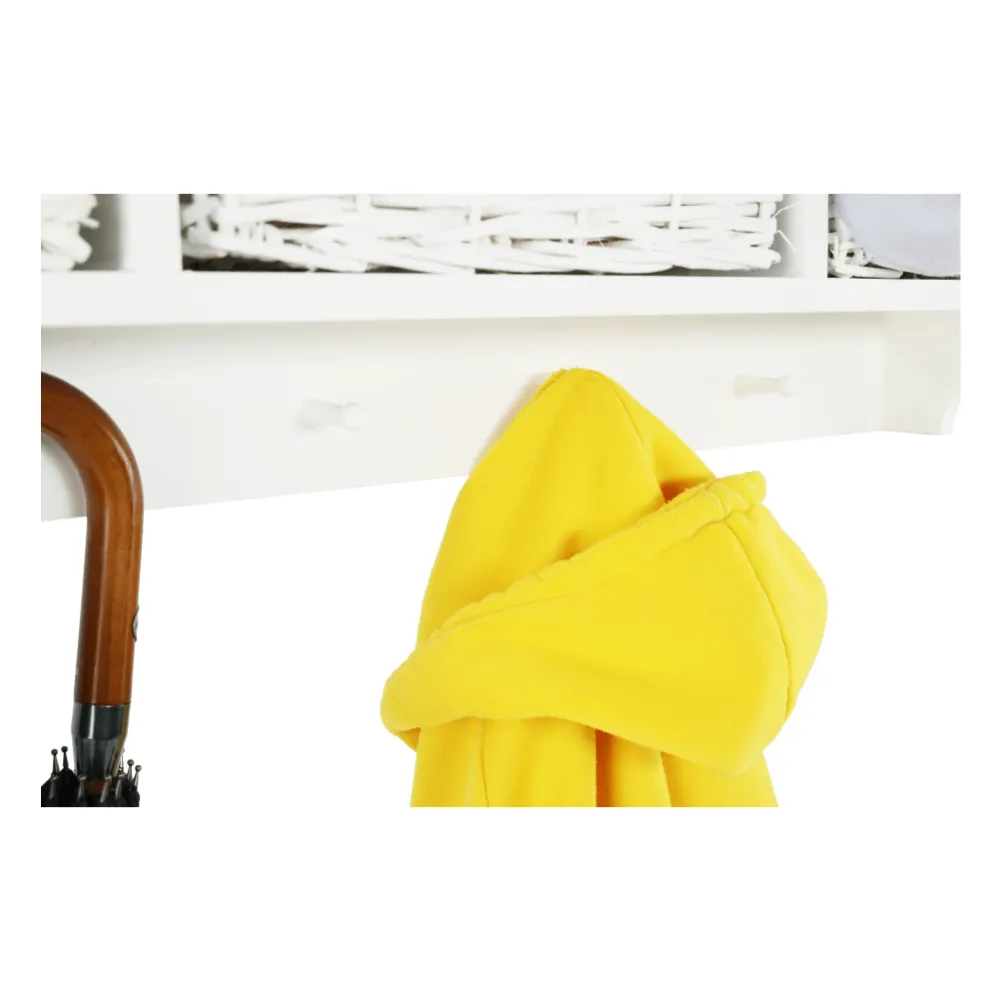 Věšák, dřevo / proutí, bílá, BLANCO