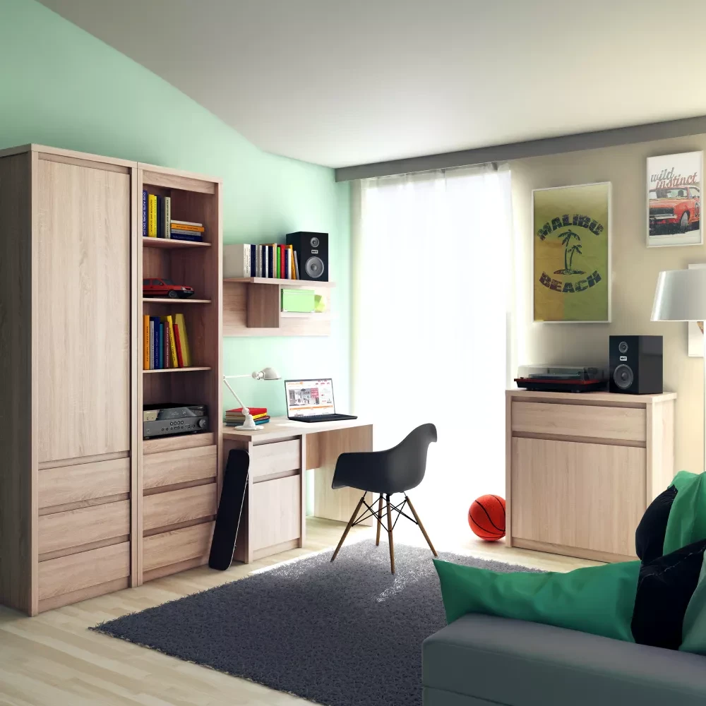 Otevřený regál s šuplíky 3S, dub sonoma, NORTY  TYP 6