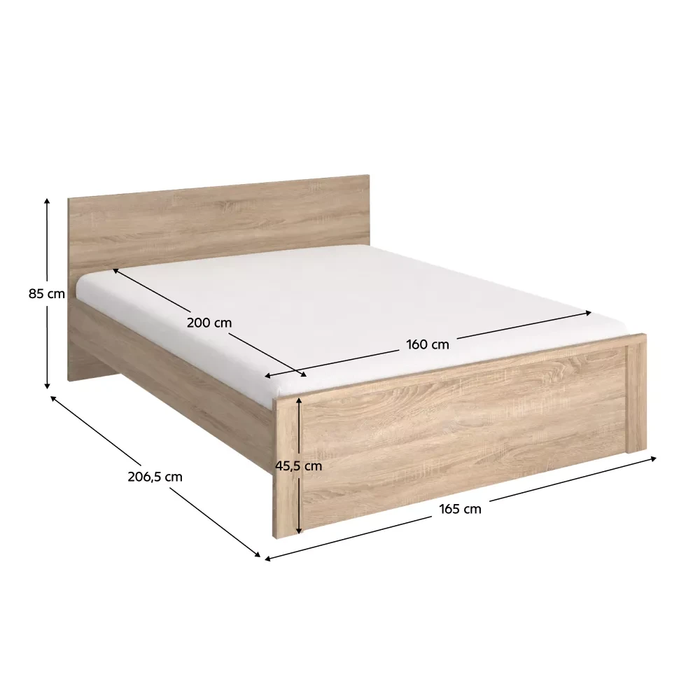 Postel, 160x200, dub sonoma, NORTY TYP 8