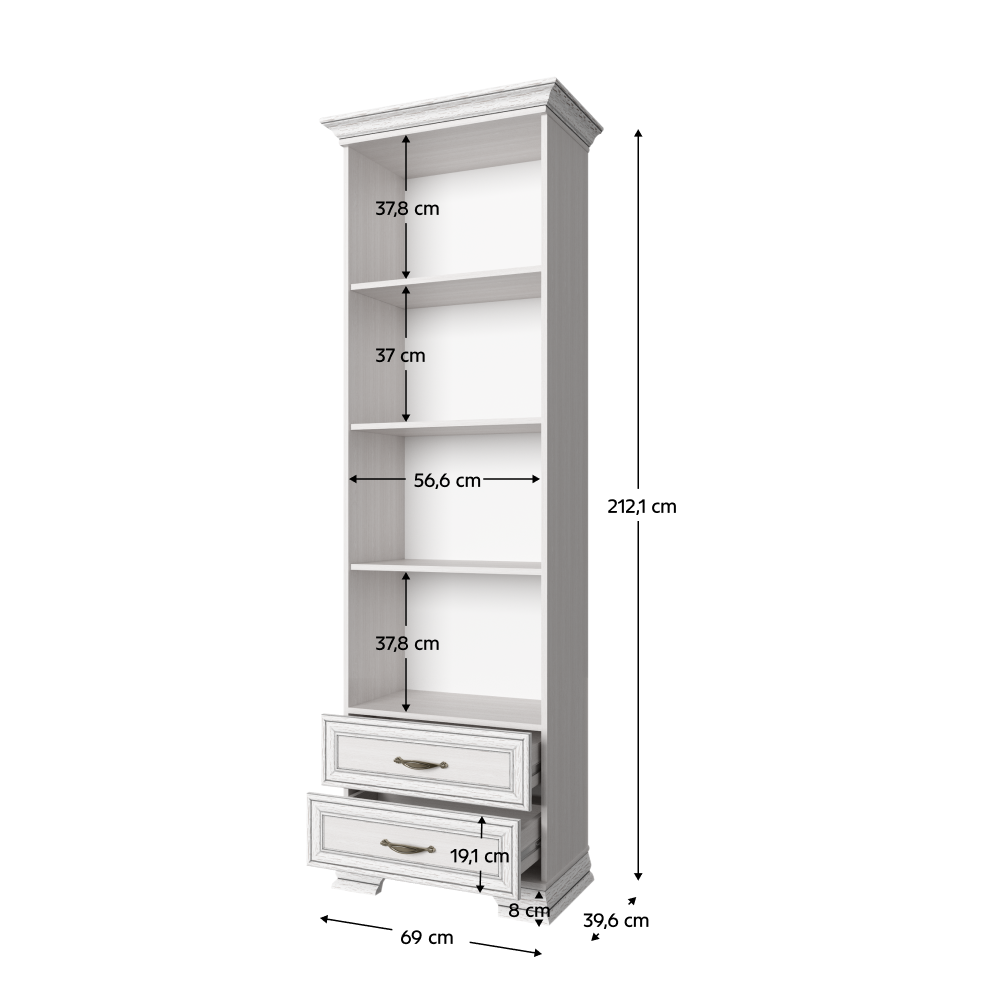 Otevřený regál 2S, woodline krém, TIFFY 05