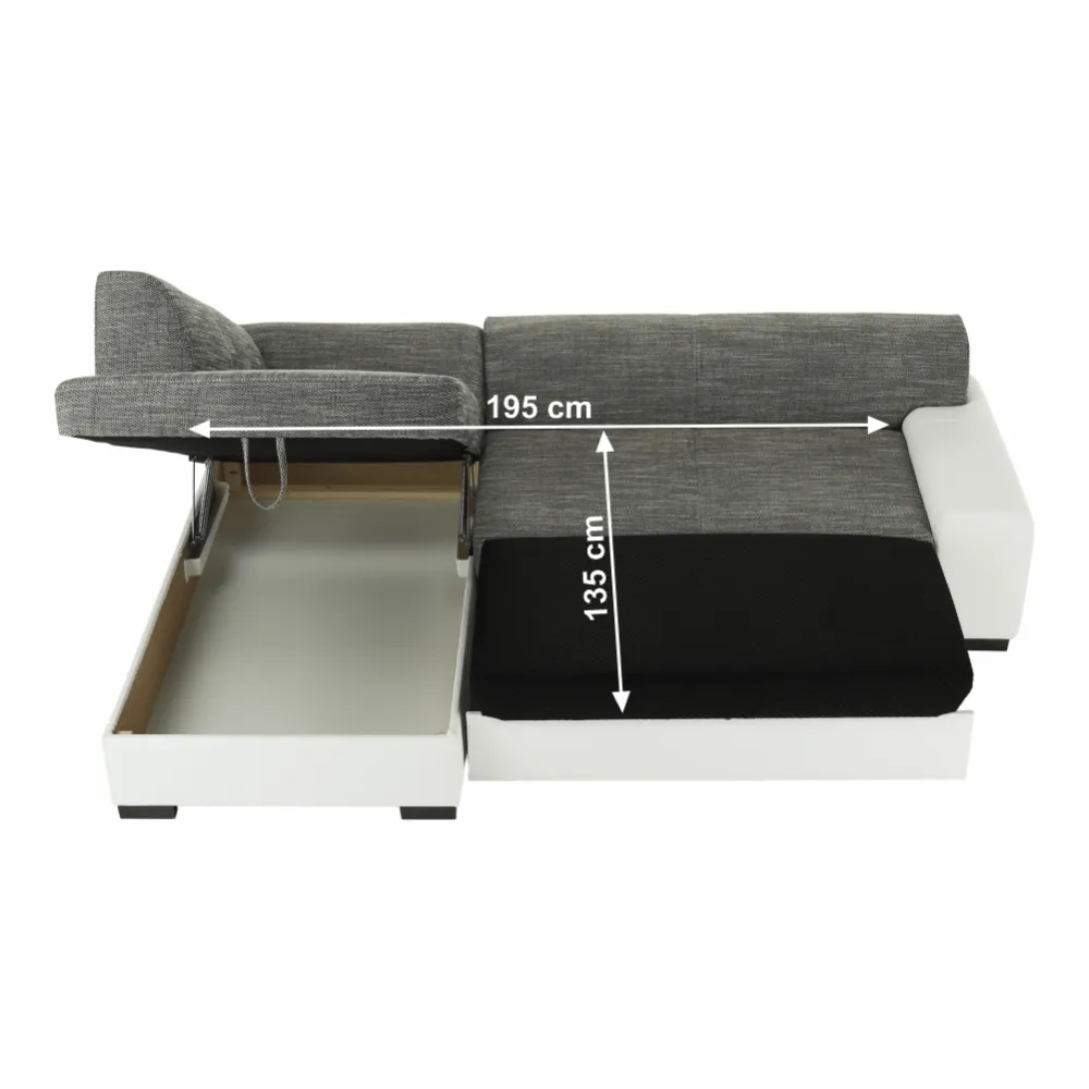 Sedací souprava, bílá/šedý melír, ľavá,MINERVA