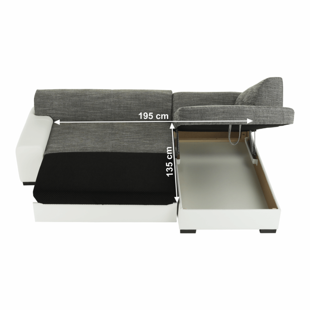 Sedací souprava, bílá / šedý melír, pravá,MINERVA