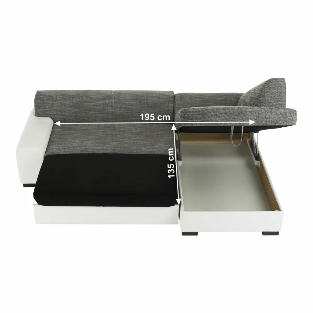 Sedací souprava, bílá / šedý melír, pravá,MINERVA