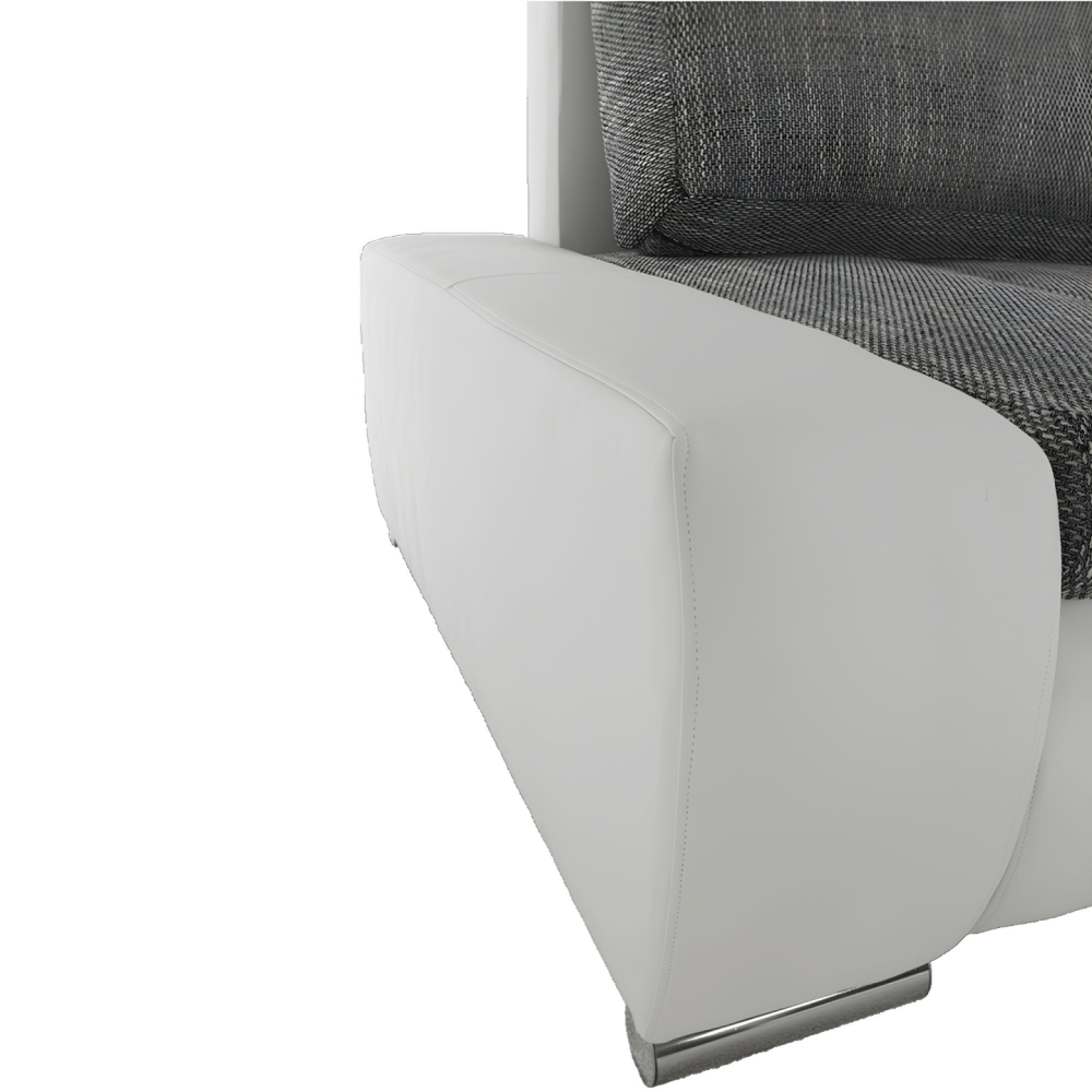 Sedací souprava s úložným prostorem, univerzální, ekokůže bílá / látka Berlin 01 šedý melír, TONIKS