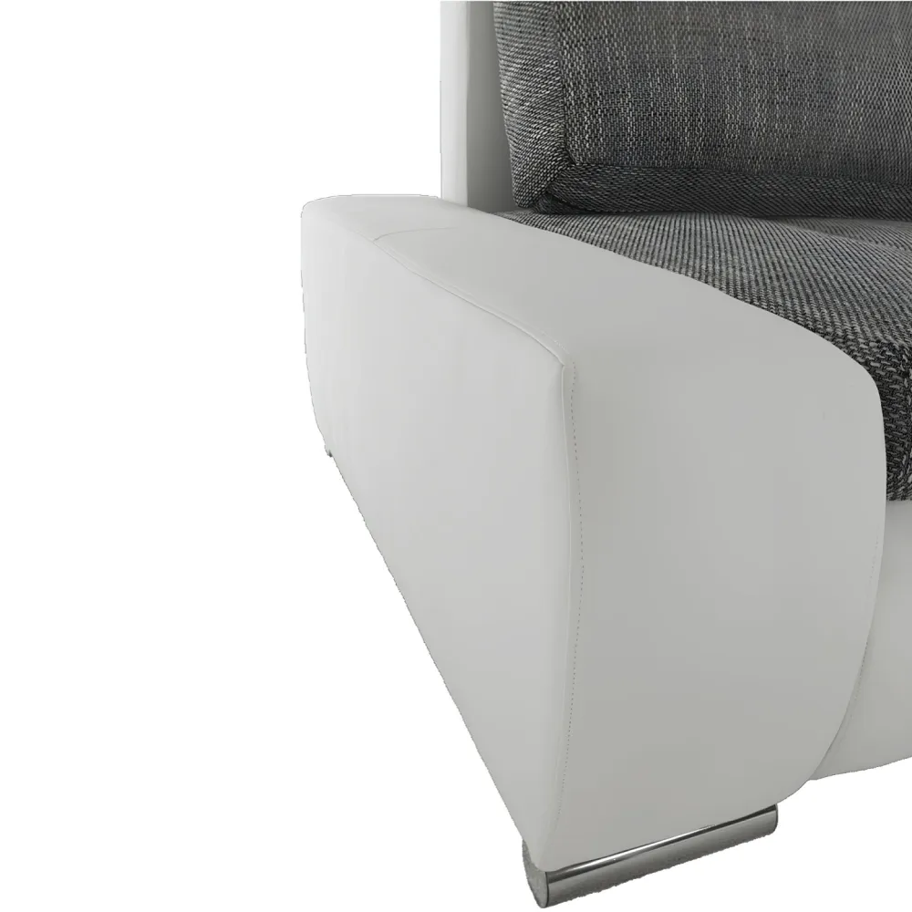 Sedací souprava s úložným prostorem, univerzální, ekokůže bílá / látka Berlin 01 šedý melír, TONIKS