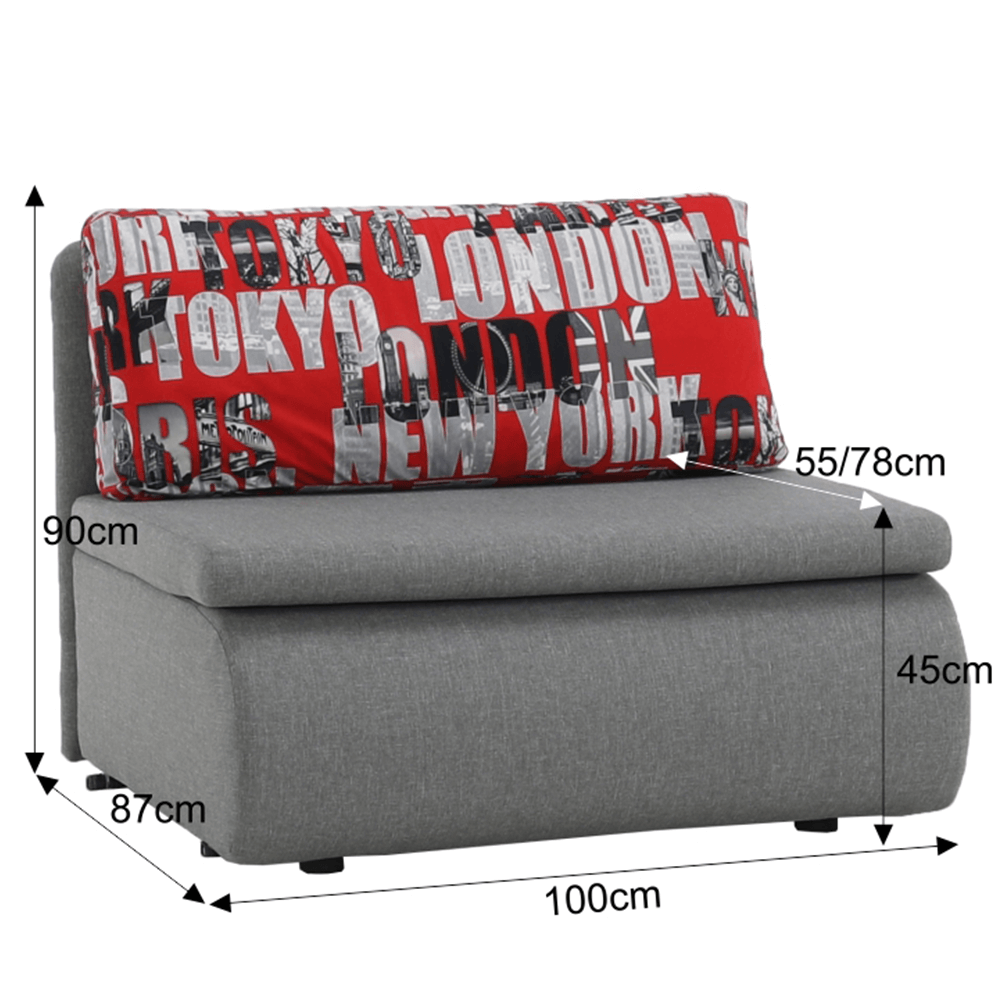 Rozkládací křeslo, šedá, KENY NEW