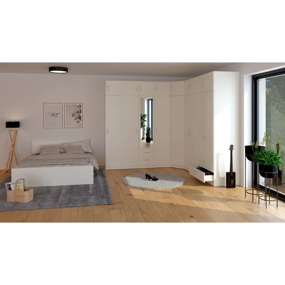 Rohová skříň, bílá, INVITA TYP 3