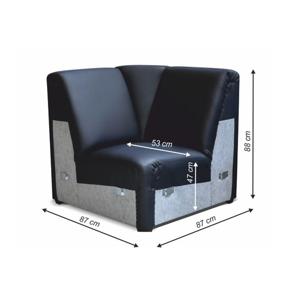 Rohová část, ekokůže černá, BITER R