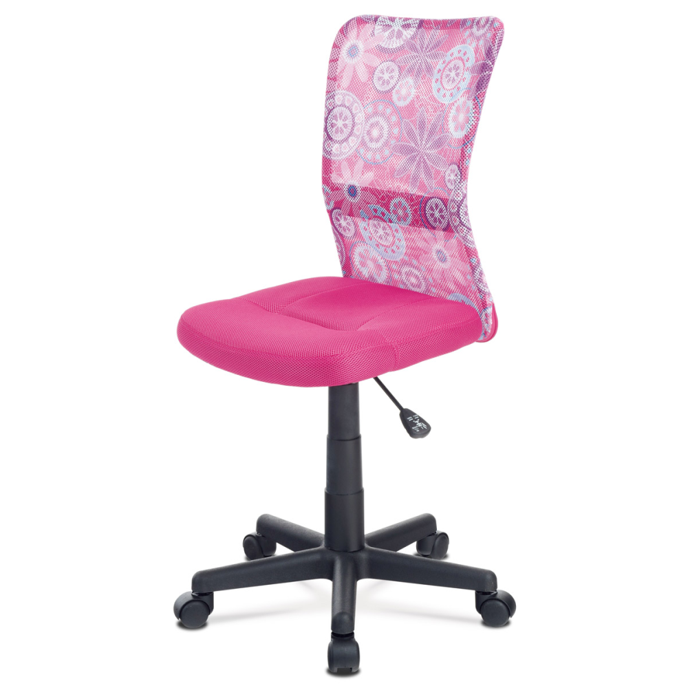 KA-2325 PINK - Kancelářská židle, růžová mesh, plastový kříž, síťovina motiv