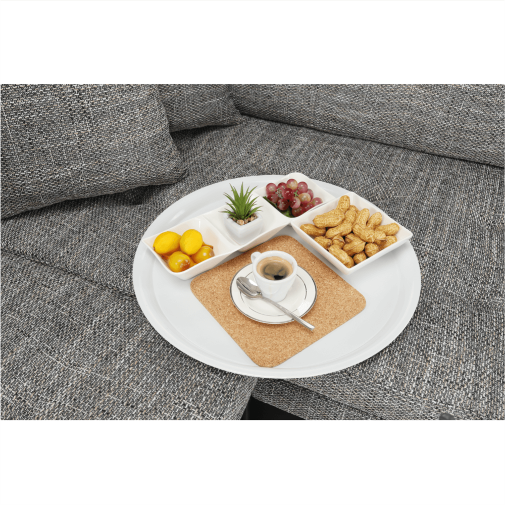 Příruční stolek s odkládací tácem, bílá, Derin