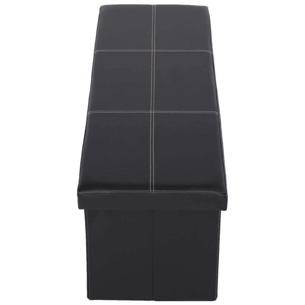 Skládací taburet, ekokůže, černá, ZAMIRA