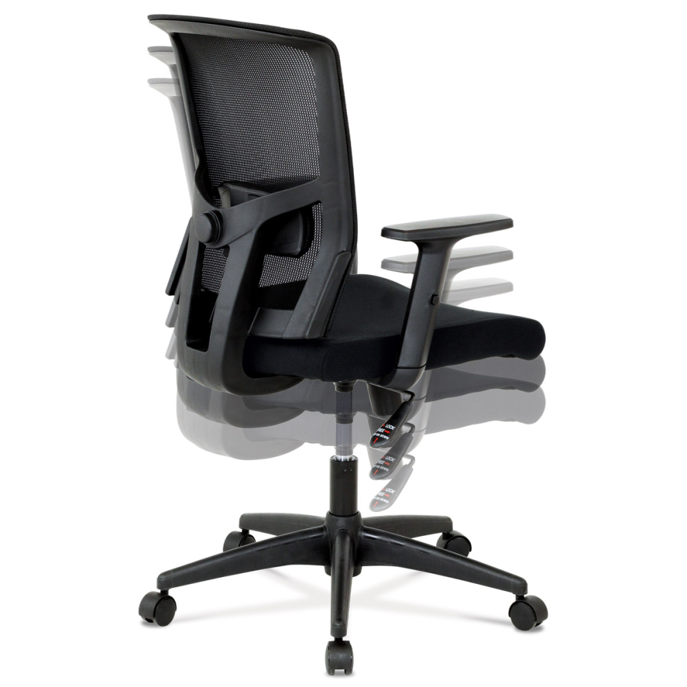 KA-B1012 BK - Kancelářská židle, látka černá, houpací mechanismus