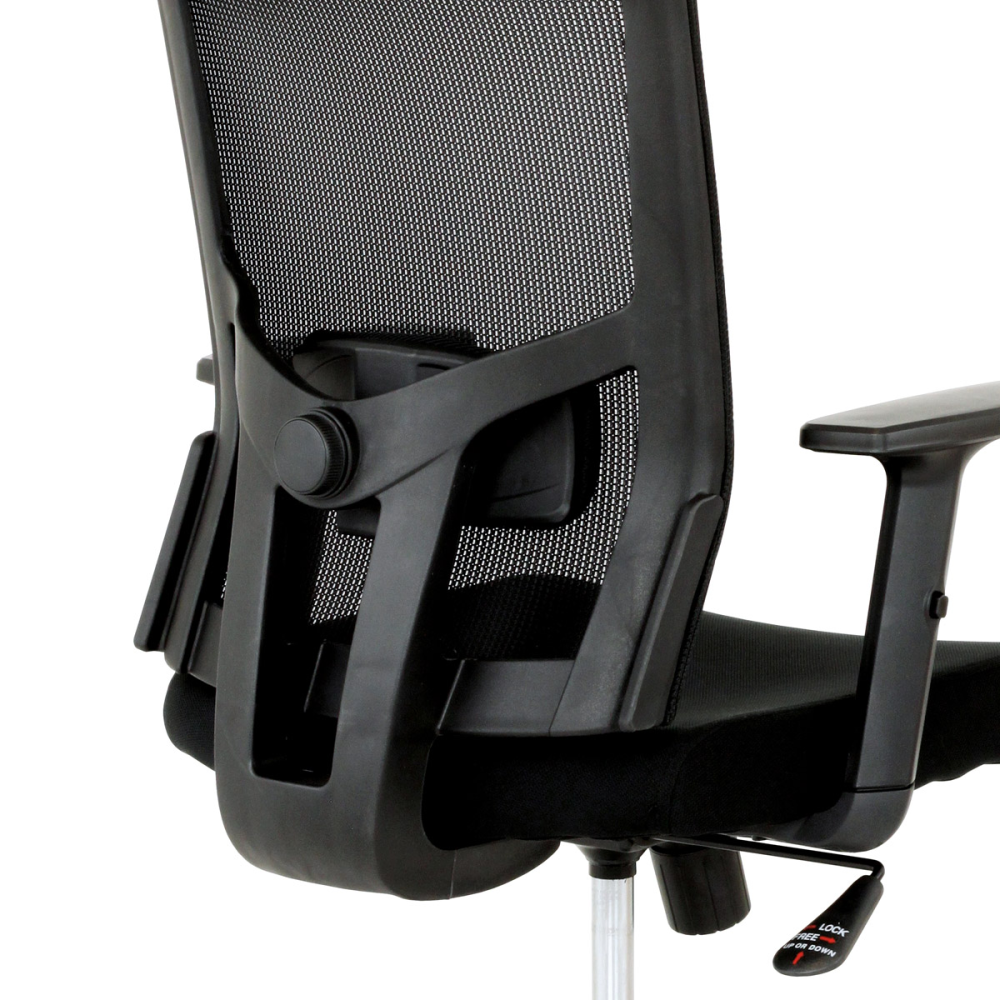 KA-B1013 BK - Kancelářská židle s podhlavníkem, potah černá látka a síťovina mesh, houpací mec