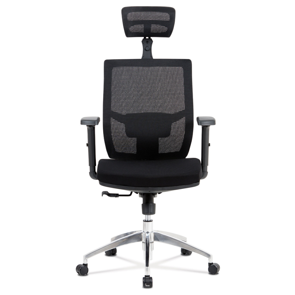 KA-B1083 BK - Kancelářská židle, černá látka / černá síťovina, hliníkový kříž, synchronní mech