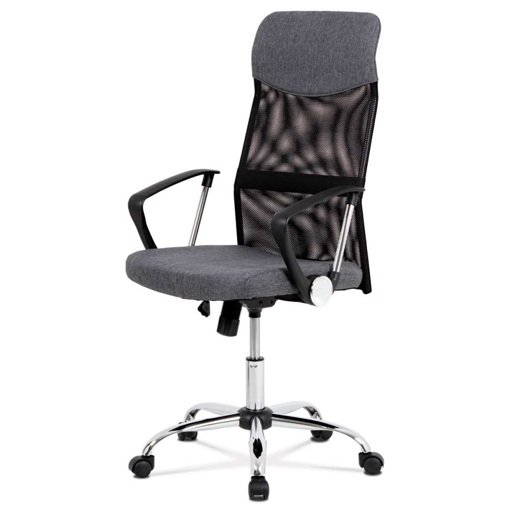 KA-E301 GREY - Kancelářská židle řady BASIC, potah šedá látka a černá síťovina MESH, houpací me
