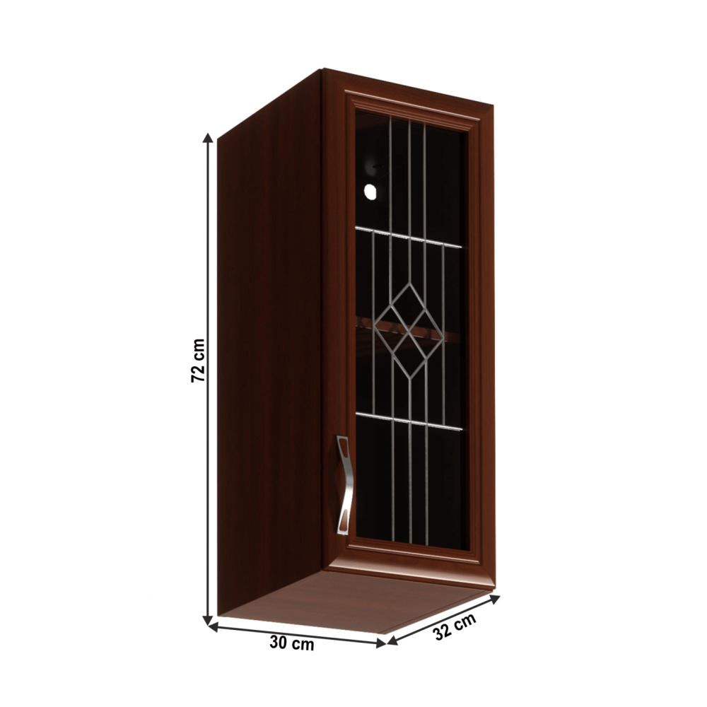 Horní skříňka G30S se sklem, pravá, ořech Milano, SICILIA
