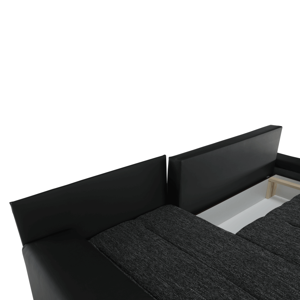 Rohová sedací souprava, černá/černý melír, TRAMP