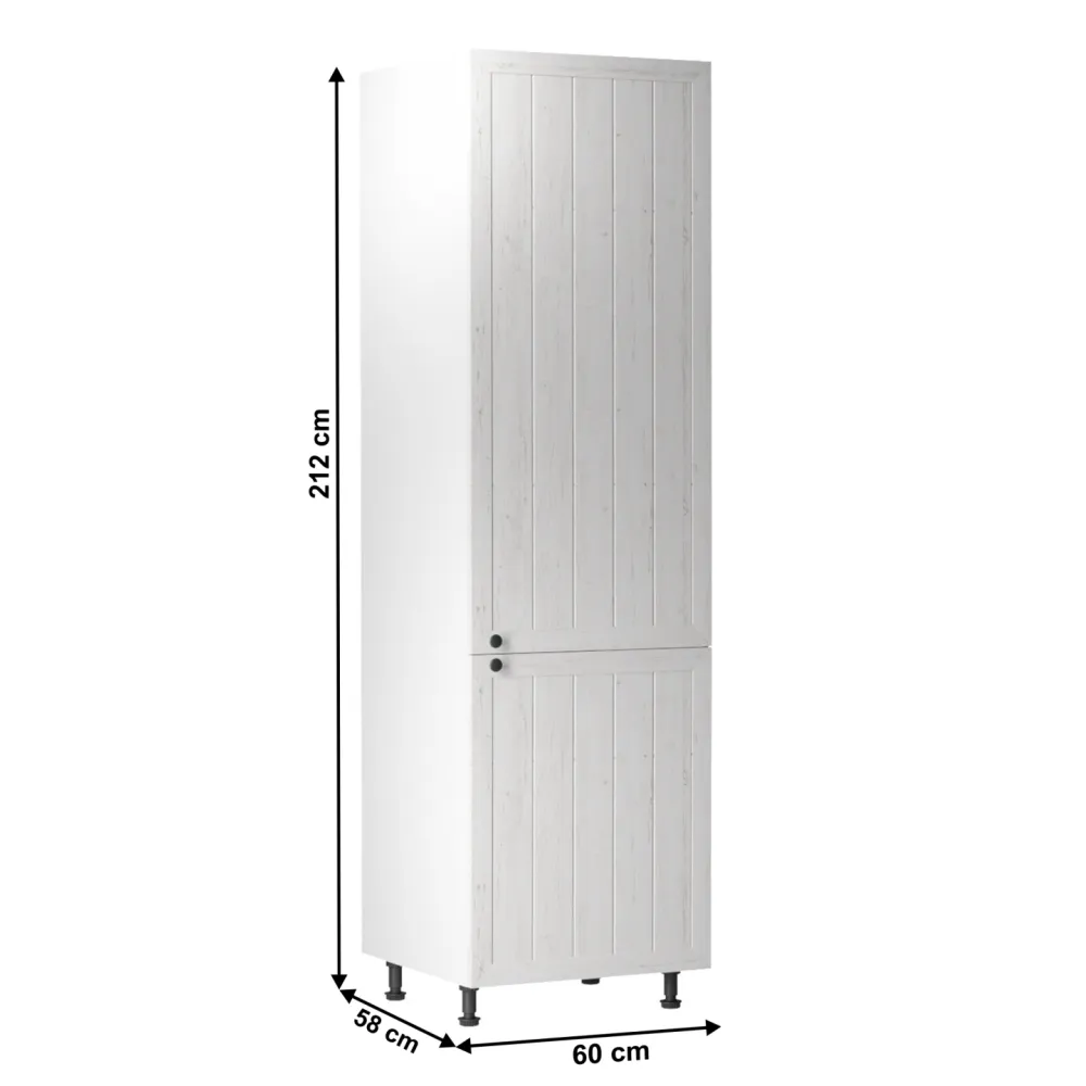 Skříňka na vestavěnou lednici D60ZL, pravá, bílá / sosna Andersen, PROVANCE