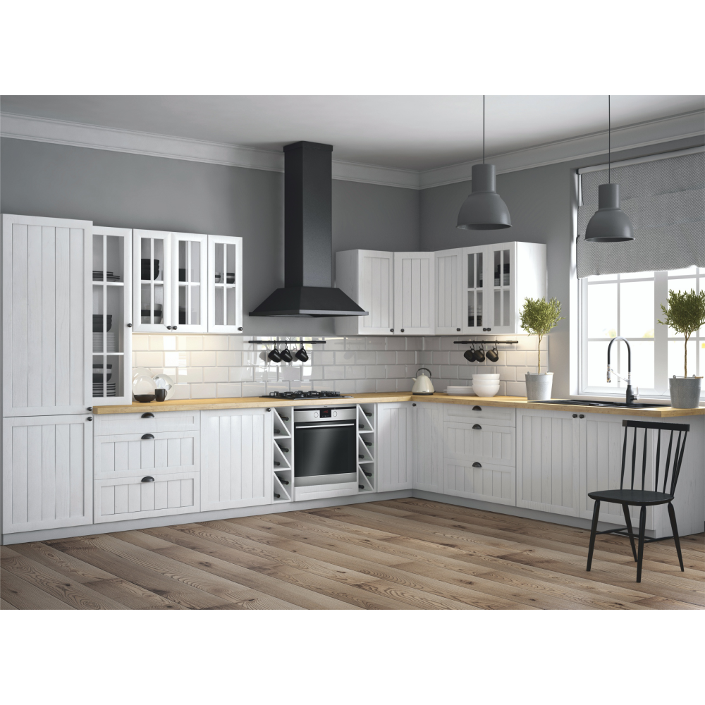 Horní skříňka se sklem G30S, pravá, bílá / sosna andersen, PROVANCE