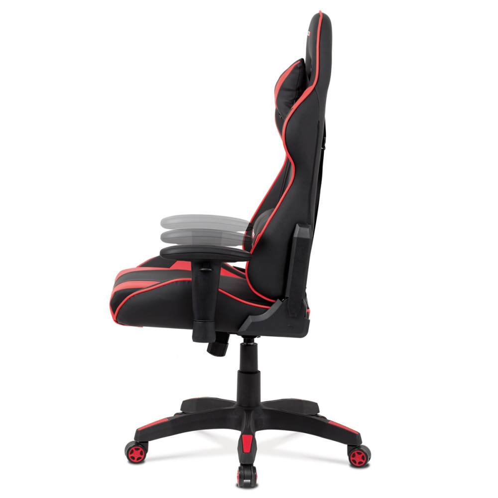 KA-F03 RED - Kancelářská židle houpací mech., černá + červená koženka, plast. kříž