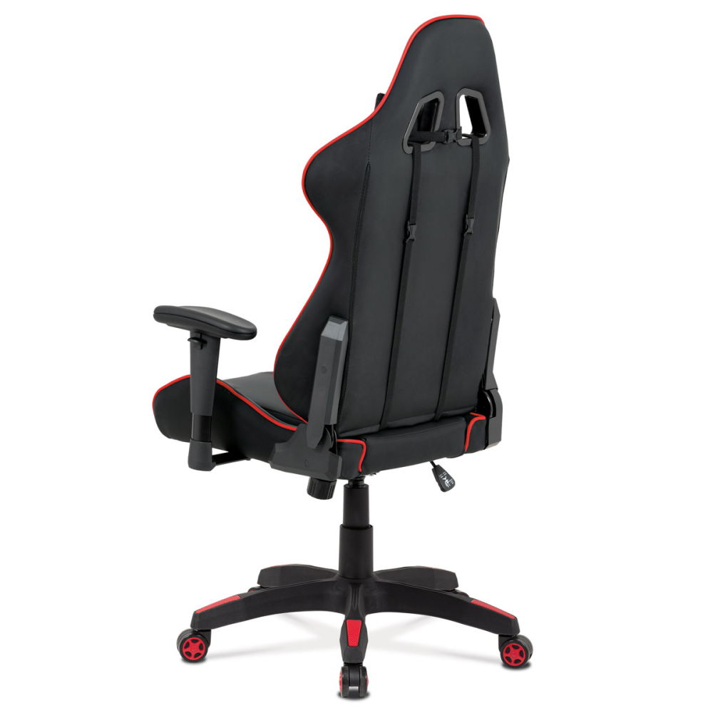 KA-F03 RED - Kancelářská židle houpací mech., černá + červená koženka, plast. kříž