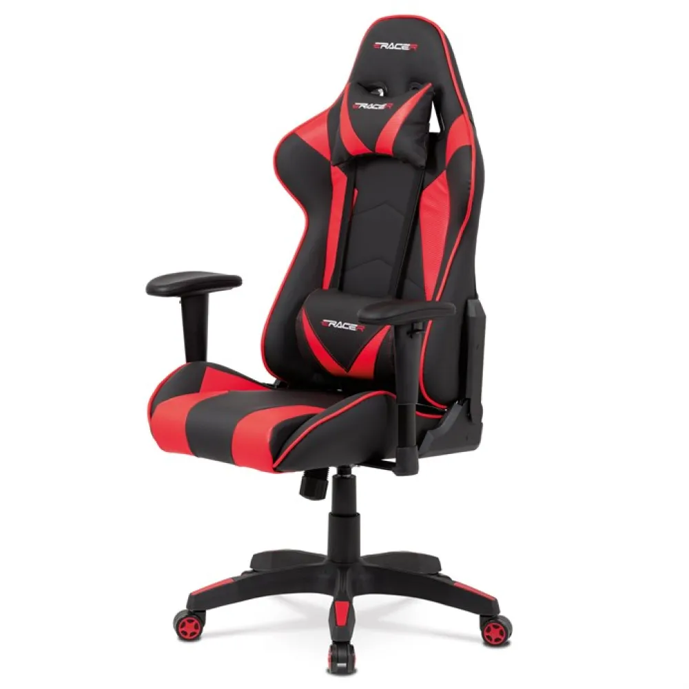 KA-F03 RED - Herní křeslo, houpací mechanismus, červená ekokůže, KA-F03 RED