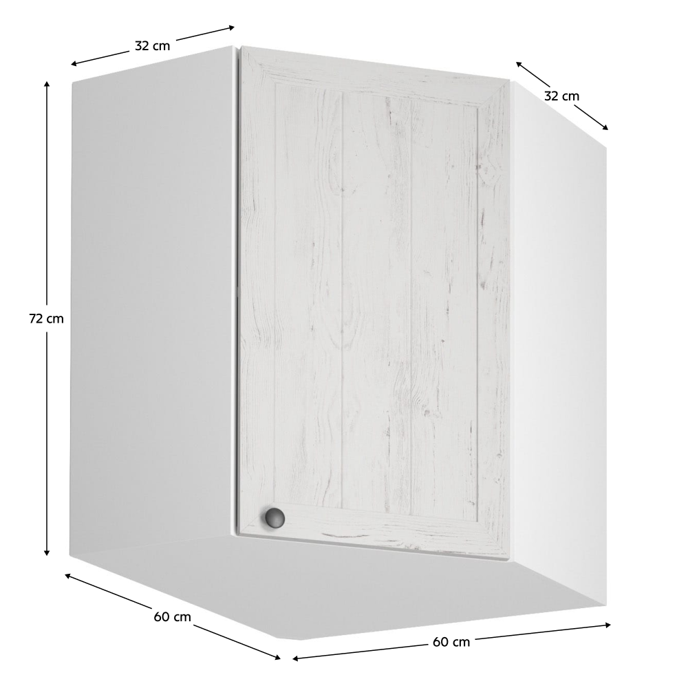 Horní rohová skříňka G60N, bílá/sosna andersen, pravá, PROVANCE