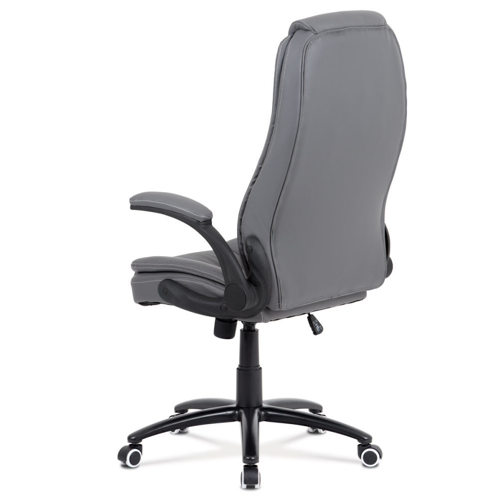KA-G301 GREY - Kancelářská židle, potah šedá ekokůže, černý kovový kříž, houpací mechanismus, v