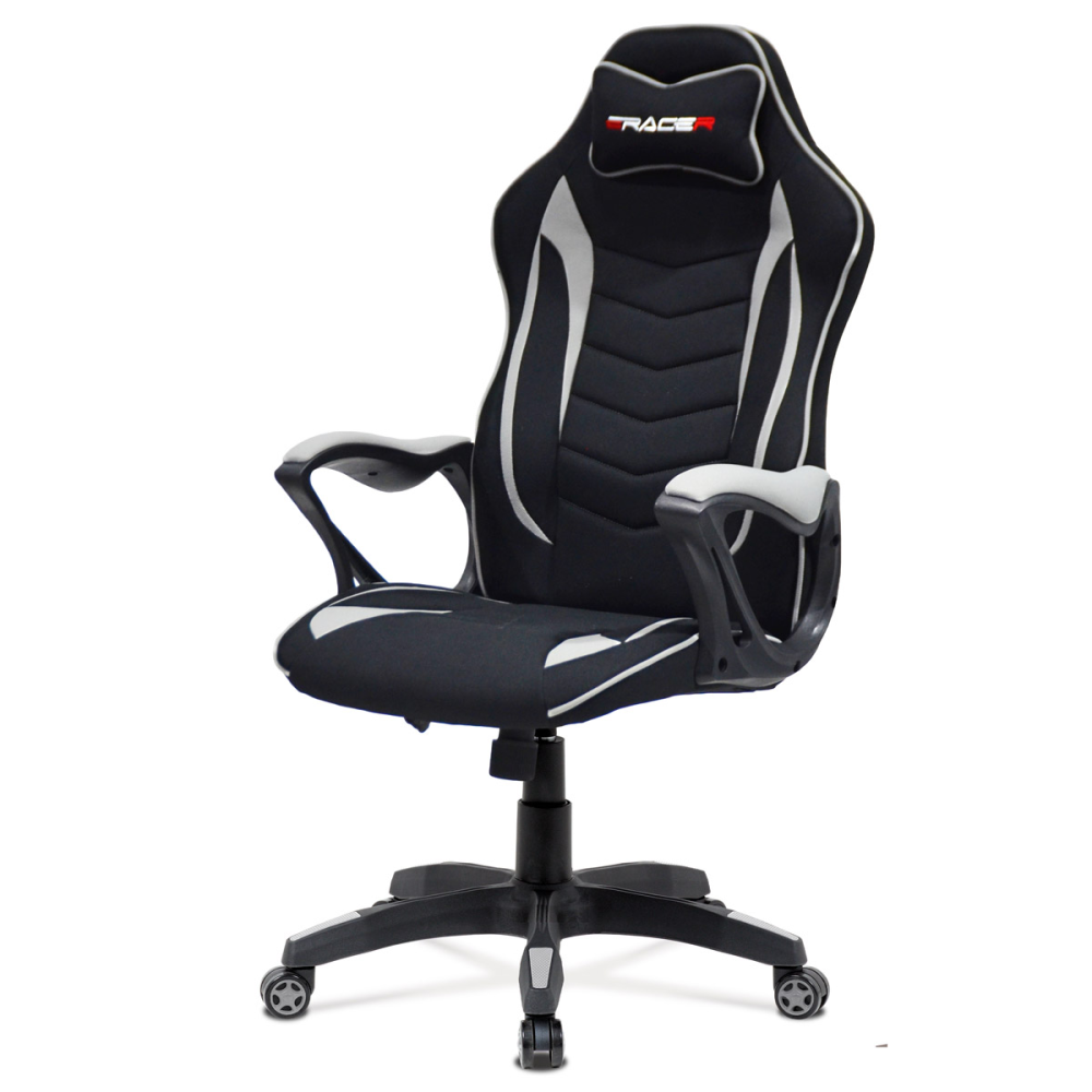 KA-G408 GREY - Herní a kancelářské křeslo E-racer, potah šedá a černá látka, HM