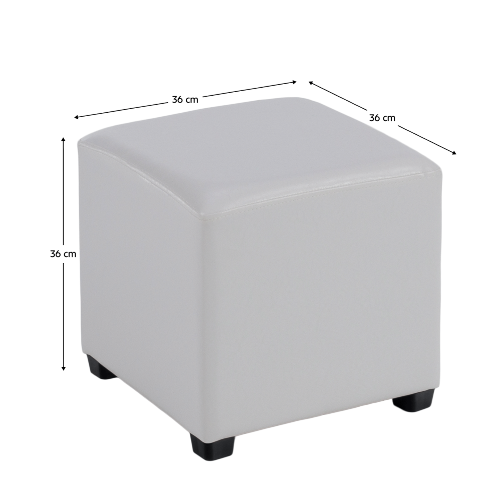 Taburet, bílá textilní kůže, NIKI NEW