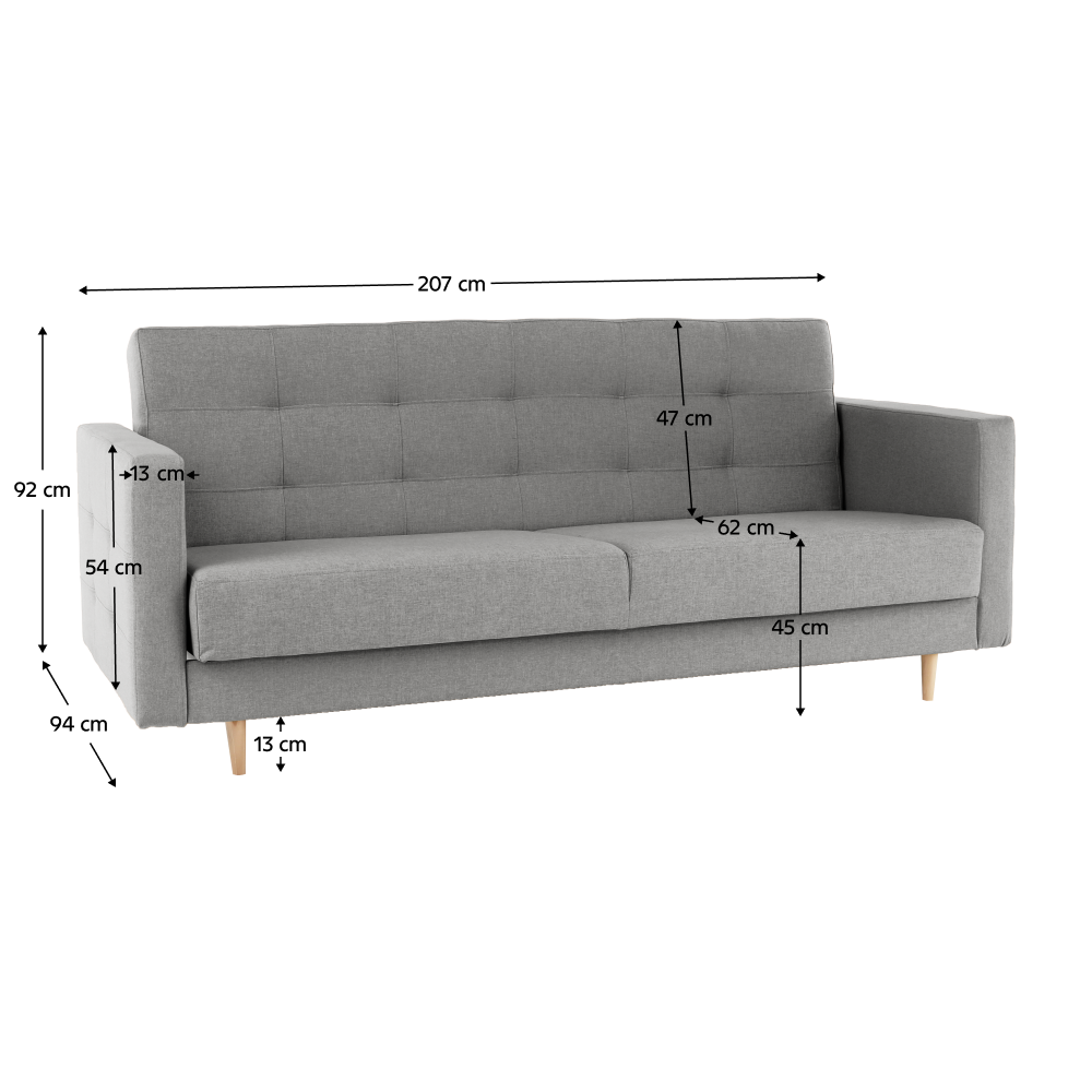 Celočalouněný 3-sed, látka šedá, AMEDIA